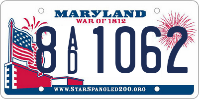 MD license plate 8AD1062