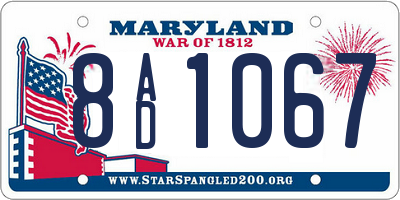 MD license plate 8AD1067