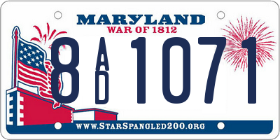MD license plate 8AD1071