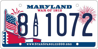 MD license plate 8AD1072