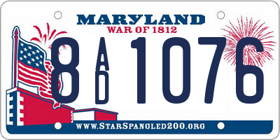 MD license plate 8AD1076
