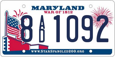 MD license plate 8AD1092