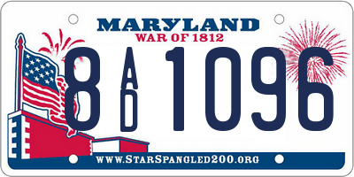 MD license plate 8AD1096
