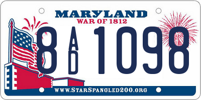 MD license plate 8AD1098