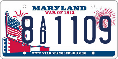 MD license plate 8AD1109