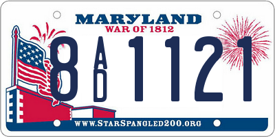 MD license plate 8AD1121