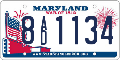 MD license plate 8AD1134