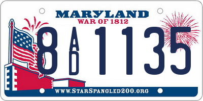 MD license plate 8AD1135
