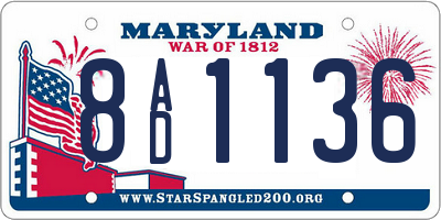 MD license plate 8AD1136