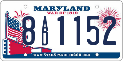 MD license plate 8AD1152