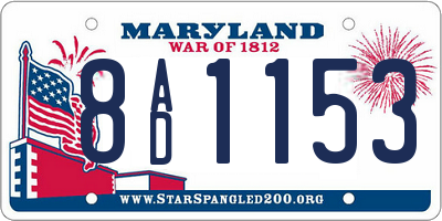 MD license plate 8AD1153