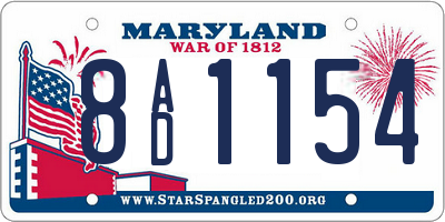 MD license plate 8AD1154