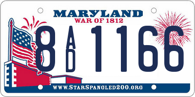 MD license plate 8AD1166