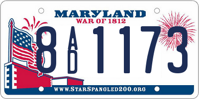 MD license plate 8AD1173