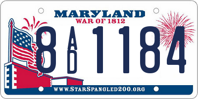 MD license plate 8AD1184