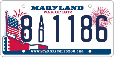 MD license plate 8AD1186