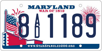 MD license plate 8AD1189
