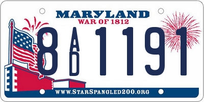 MD license plate 8AD1191