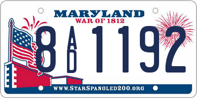 MD license plate 8AD1192