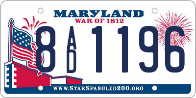 MD license plate 8AD1196