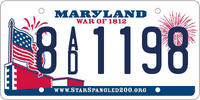 MD license plate 8AD1198