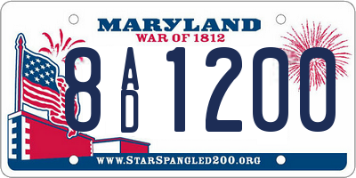 MD license plate 8AD1200