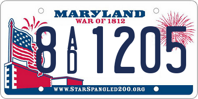 MD license plate 8AD1205