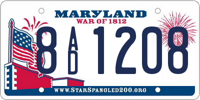 MD license plate 8AD1208