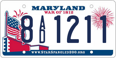 MD license plate 8AD1211