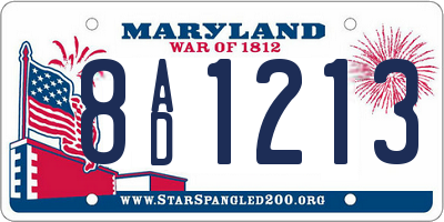 MD license plate 8AD1213