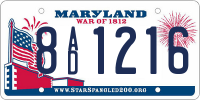 MD license plate 8AD1216