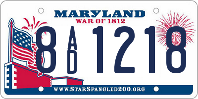 MD license plate 8AD1218