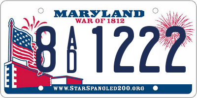 MD license plate 8AD1222