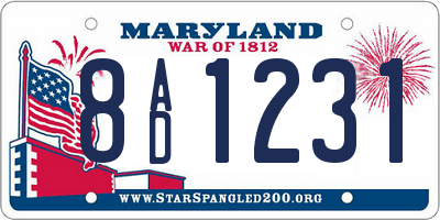 MD license plate 8AD1231
