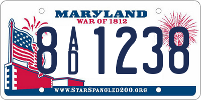 MD license plate 8AD1238