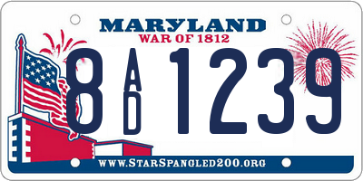 MD license plate 8AD1239
