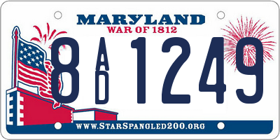 MD license plate 8AD1249