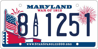 MD license plate 8AD1251