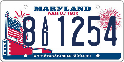 MD license plate 8AD1254