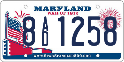 MD license plate 8AD1258