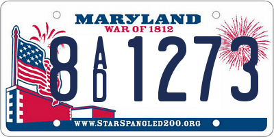 MD license plate 8AD1273
