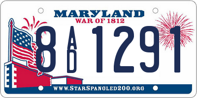 MD license plate 8AD1291