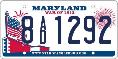 MD license plate 8AD1292