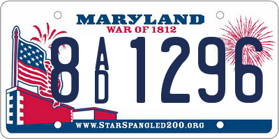 MD license plate 8AD1296