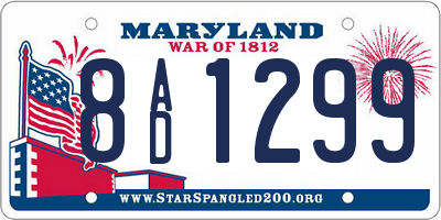 MD license plate 8AD1299