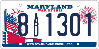 MD license plate 8AD1301