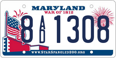 MD license plate 8AD1308