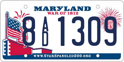 MD license plate 8AD1309