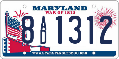 MD license plate 8AD1312