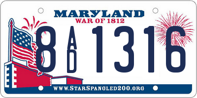 MD license plate 8AD1316